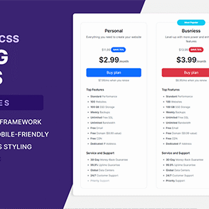 Bootstrap SCSS Responsive Pricing Tables
