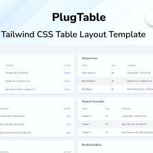 PlugTable - Tailwind CSS 3 Table Layout